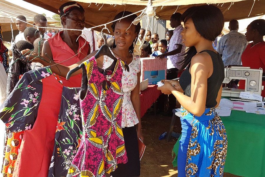 During the 2016 Non-Governmental (NGO) Week held at Masintha Ground in Lilongwe, Victoria was invited to showcase some of her designs as one way of inspiring youth and exhibiting the skills she had learnt at Mikolongwe Vocational School and during internship