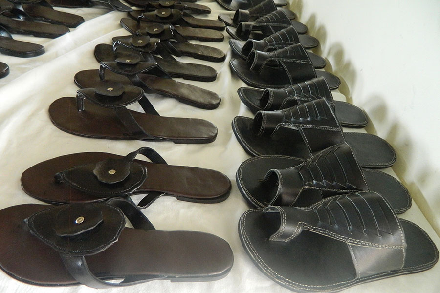 Shoes made by students at Mikolongwe